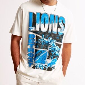 Abercrombie & Fitch White Detroit Lions Graphic Tee
